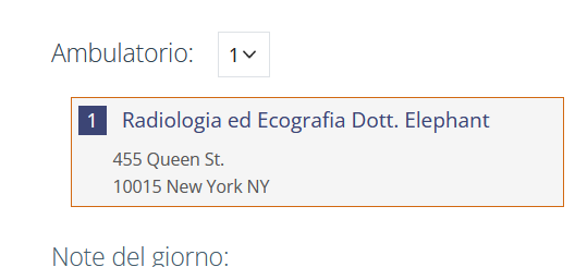 agenda menu scelta ambulatorio