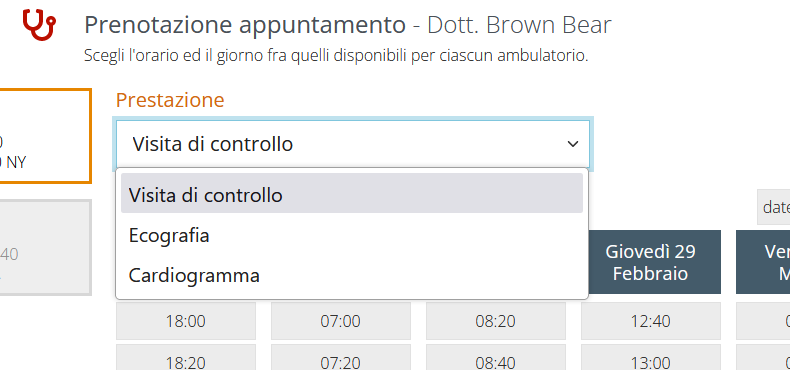 prenotazione medico scelta prestazione