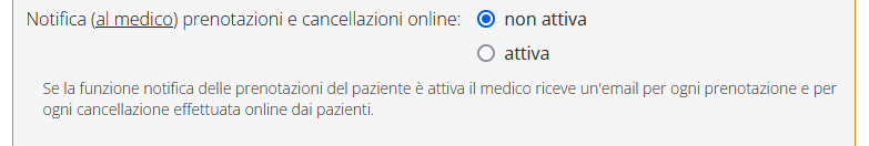 impostazioni prenotazione notifica prenotazioni cancellazioni online