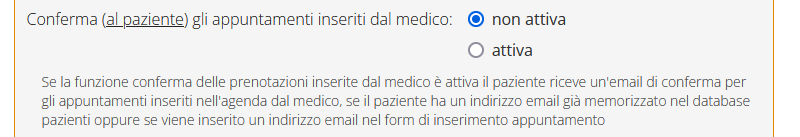 impostazioni prenotazione_conferma appuntamenti inseriti dal medico