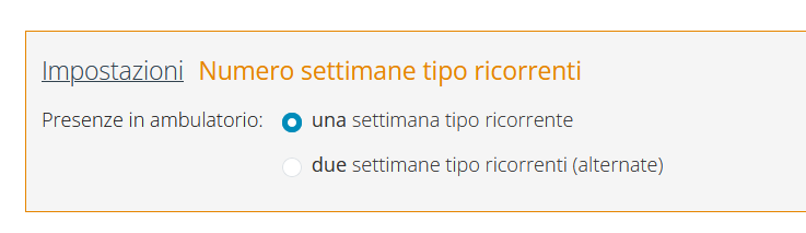 calendario presenze impostazione numero settimane tipo