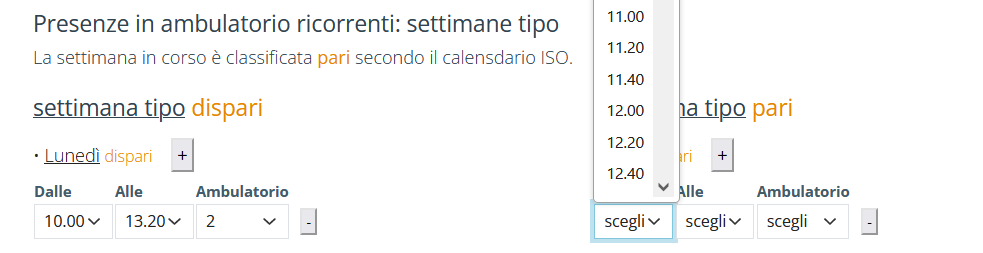 calendario ambulatorio inserimento presenza ambulatorio