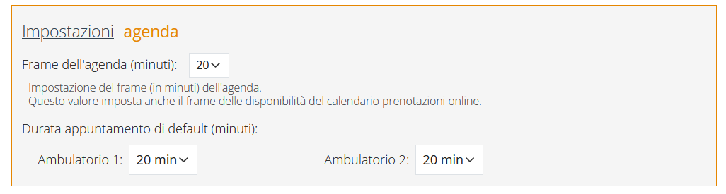 profilo medico impostazioni agenda