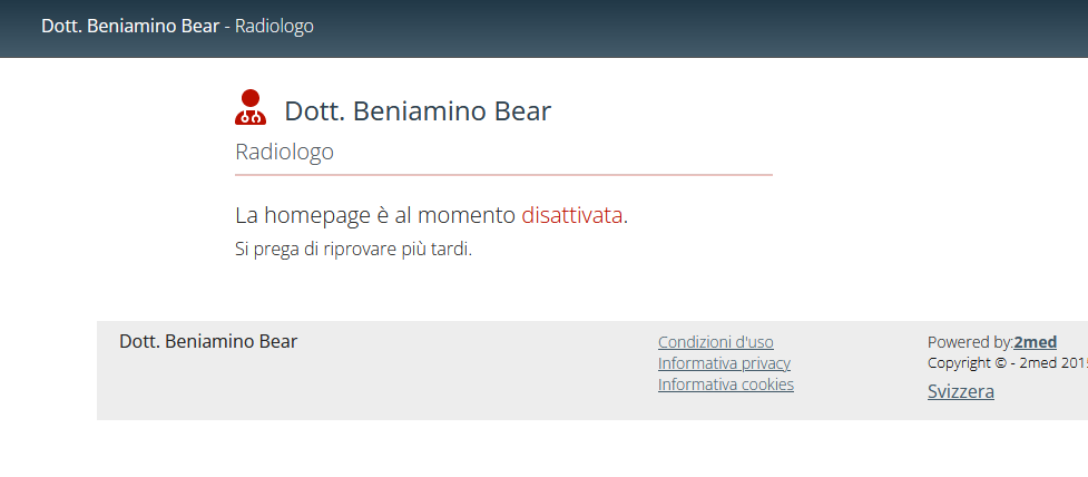impostazioni homepage medico non attiva